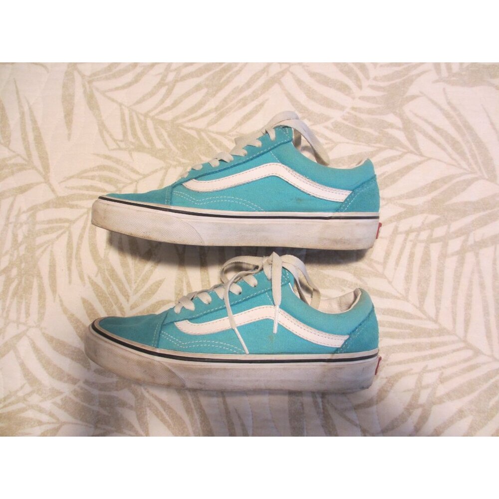 Vans Old Skool Turquoise & White Lace-Up Sneakers Womens size 7